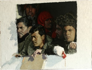 clandestini_olio su tela e vetroresina_cm30x40_2007
