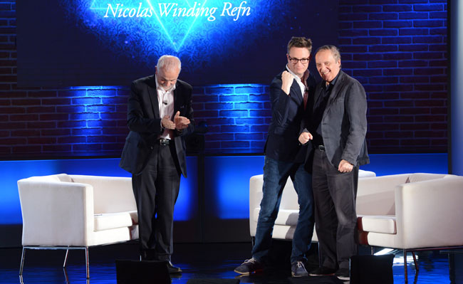 Gianni Canova con Nicolas Winding Refn e Dario Argento a Milano - Foto: ufficio stampa
