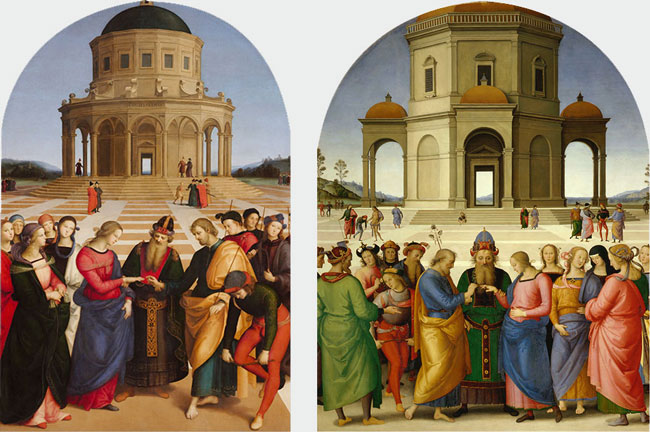 Lo Sposalizio della Vergine di Raffaello e Perugino in mostra alla Pinacoteca di Brera