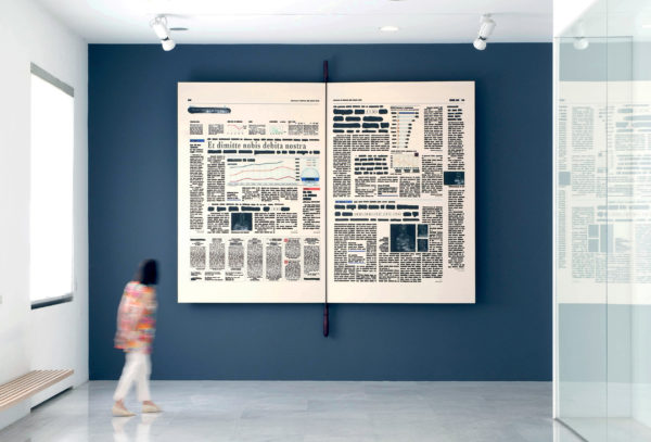 Cancellazione del debito pubblico, 2011280x400 cm libro e tecnica mista su tela montata su legno Università Commerciale Luigi Bocconi, Milano
