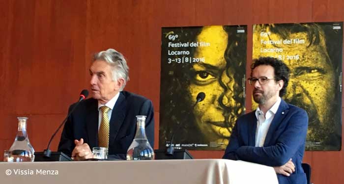 Marco Solari e Carlo Chatrian alla conferenza stampa milanese di Locarno 2016 © Vissia Menza