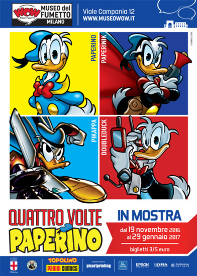 La locandina della mostra Quattro volte Paperino