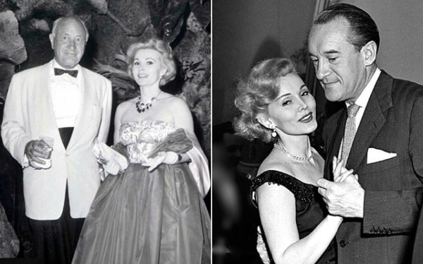 Zsa Zsa Gabor con Conrad Hilton (a sinistra) e con George Sanders (a destra)