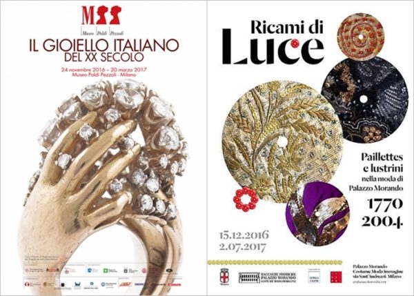 I classici a Milano - a sinistra: IL GIOIELLO ITALIANO al Museo Poldi Pezzoli a destra: RICAMI DI LUCE a Palazzo Morando