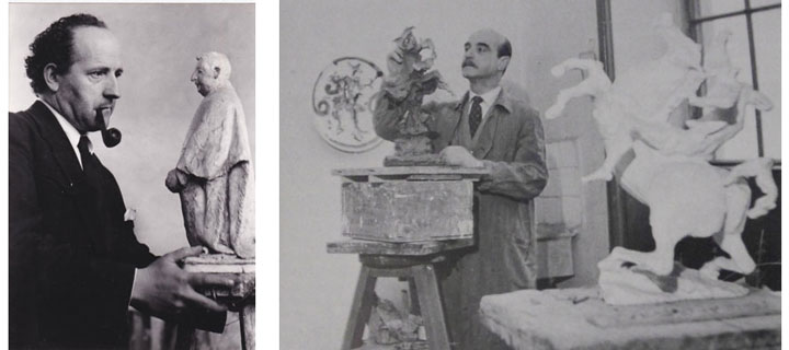 Giacomo Manzù e Lucio Fontana in due foto d'epoca