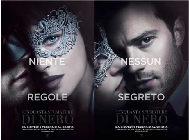 il poster italiano del film CINQUANTA SFUMATURE DI NERO