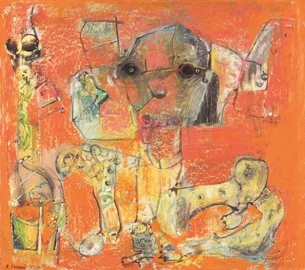 Renzo Ferrari, La sfinge, 1973-74, 144x161cm Le stanze svelate - Renzo Ferrari, La sfinge, 1973-74
