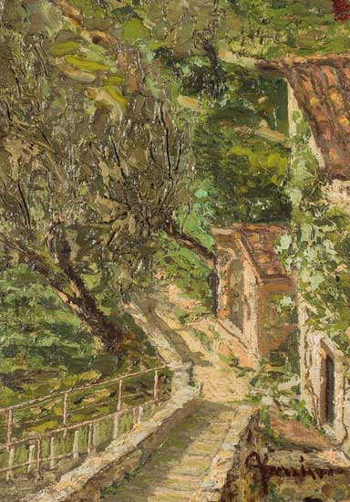 Apollonio Pessina, Paesaggio (recto verso), Olio su tavola, 16x23cm Le stanze svelate - Apollonio Pessina, Paesaggio (recto verso)