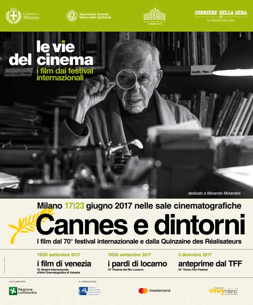 La locandina di Cannes e Dintorni 2017 - Nella foto il critico Morando Morandini a cui è dedicata questa edizione della rassegna. La locandina della rassegna Cannes e Dintorni 2017