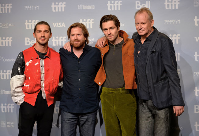 Shia LeBeouf,Janus Metz,Sverrir Gudnason e Stellan Skarsgård a Toronto - Photo: courtesy of Alberto E. Rodriguez. Getty Images for TIFF Cast e regista di Borg/McEnroe - Photo: courtesy of Alberto E. Rodriguez. Getty Images for TIFF