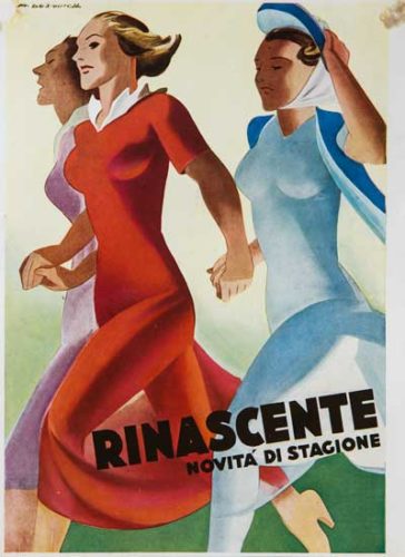 Marcello Dudovich, La Rinascente - Novità di stagione, 1940, prova di stampa per manifesto, 24,4 x 17,8 cm Collezione Rossella Villani