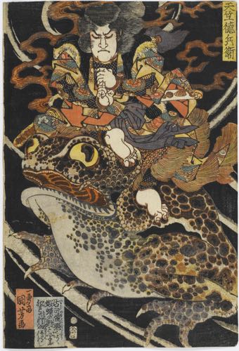 Utagawa Kuniyoshi. Tenjiku Tokubei (Tenjiku Tokubei). Serie senza titolo di stampe di guerrieri pubblicate da Kawaguchi, circa 1826-27. Silografia policroma (nishikie) 39x26,5 cm. Masao Takashima Collection KUNIYOSHI