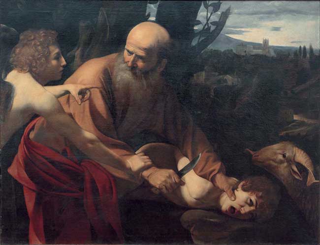 Michelangelo Merisi, Sacrificio di Isacco (1603),olio su tela; 105.5 x 136.3 cm; inv. 1890 n. 4659, Firenze, Gallerie degli Uffizi Dentro Caravaggio - Sacrificio di Isacco