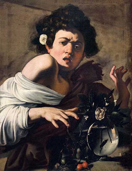 Michelangelo Merisi, Ragazzo morso da un ramarro (1597), olio su tela; 65,8 x 52,3 cm; inv. CAT. 1980. n. 78, Firenze, Fondazione di Studi di Storia dell’Arte Roberto Longhi Dentro Caravaggio - Ragazzo morso da un ramarro (1597)