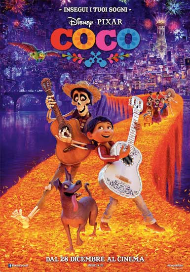 la locandina italiana del film di animazione Coco la locandina italiana del film di animazione Coco