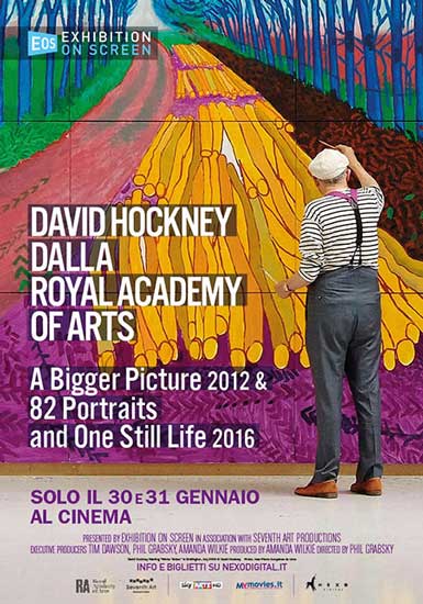 la locandina italiana del documentario David Hockney dalla Royal Academy of Arts la locandina italiana del documentario David Hockney dalla Royal Academy of Arts