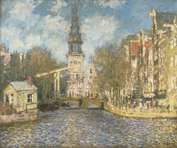 Impressionismo e Avanguardie: Claude Monet La Zuiderkerk di Amsterdam: vista sul Groenburgwal, ca. 1874 olio su tela, 54.4 x 65.4 cm Philadelphia Museum of Art, Acquistato con il W. P. Wilstach Fund, 1921 Impressionismo e Avanguardie: Claude Monet La Zuiderkerk di Amsterdam: vista sul Groenburgwal