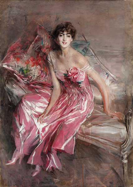 Giovanni Boldini La signora in rosa (Ritratto di Olivia Concha de Fontecilla), 1916 Olio su tela, cm 163 x 113 Ferrara, Museo Giovanni Boldini, inv. 1386 Ferrara, © Gallerie d’Arte Moderna e Contemporanea, foto Tiziano Menabò mostra Ritratto di Signora - Boldini, La signora in rosa - foto Tiziano Menabò