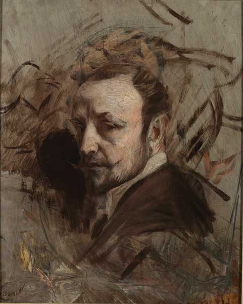 Giovanni Boldini Autoritratto, c. 1892 Olio su tavola, cm 61 x 47 Ferrara, Museo Giovanni Boldini, inv. 1351 Ferrara, © Gallerie d’Arte Moderna e Contemporanea, foto Tiziano Menabò mostra Ritratto di Signora - Giovanni Boldini, Autoritratto - foto Tiziano Menabò
