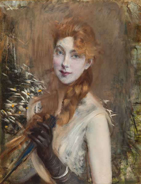 Giovanni Boldini, Treccia bionda, c. 1891, Olio su tela, cm 65,5x50,4 - Milano, Galleria d’Arte Moderna, inv. GAM 5031Milano, © Gallerie d’Arte Moderna, foto Umberto Armiraglio mostra Ritratto di Signora - Boldini, Treccia bionda - foto Umberto Armiraglio