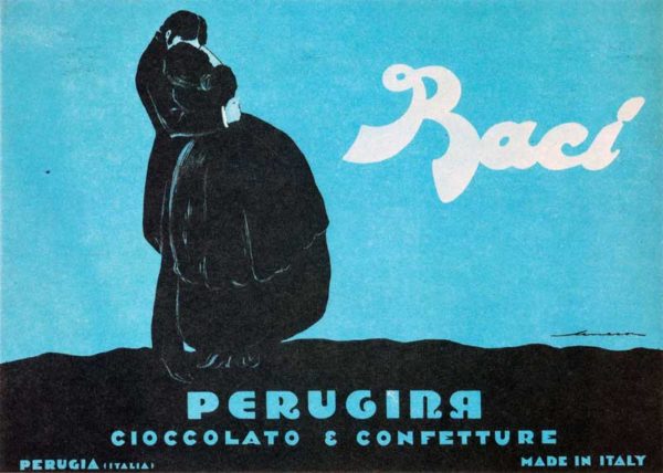 Federico Seneca, manifesto pubblicitario, “Baci Perugina”, 1922, carta/cromolitografia, 100 x 140 cm. Museo Nazionale Collezione Salce, Treviso Federico Seneca, manifesto Baci Perugina