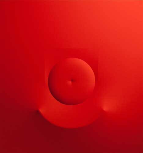 Agostino Bonalumi, Rosso, 1966, 128x120 cm, Tela estroflessa e tempera vinilica Agostino Bonalumi, Rosso, 1966, 128x120 cm, Tela estroflessa e tempera vinilica