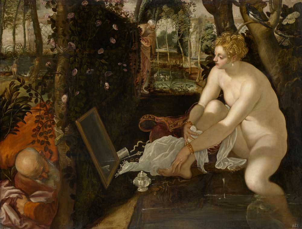 Susanna e i vecchioni, 1555 ca olio su tela, 147 x 194 cm Vienna, Kunsthistorisches Museum, Gemäldegalerie Tintoretto a Palazzo Ducale - Susanna e I Vecchioni 1555 ca