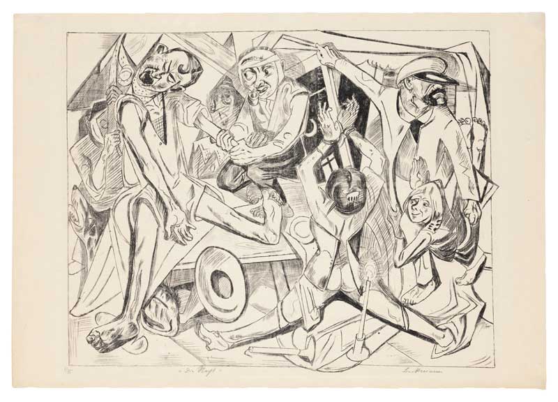 Max Beckmann, La notte (Die Hölle, 7/11), 1919 - litografia, 55.6 x 70.3 cm - Buchheim Museum der Phantasie, Bernried am Starnberger See © 2018, ProLitteris, Zurich Max BECKMANN La notte, 1919