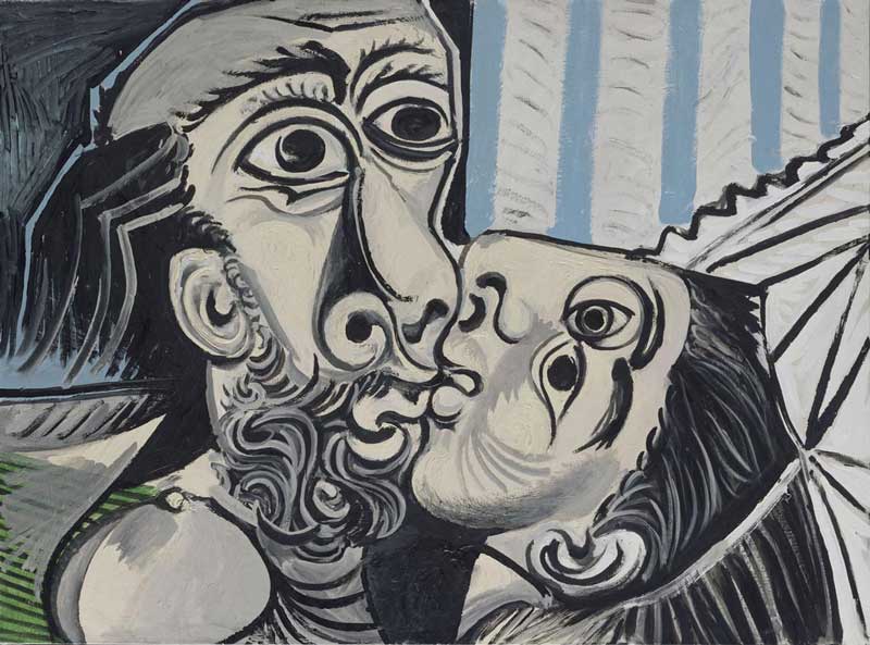 Pablo Picasso, Il bacio (26 ottobre 1969), olio su tela; 97 x 130 cm; inv. MP220 Paris, Musée National Picasso - Photo © Succession Picasso, by SIAE 2018 Pablo Picasso, Il bacio (26 ottobre 1969), oParis, Musée National Picasso - Photo (c) Succession Picasso, by SIAE 2018