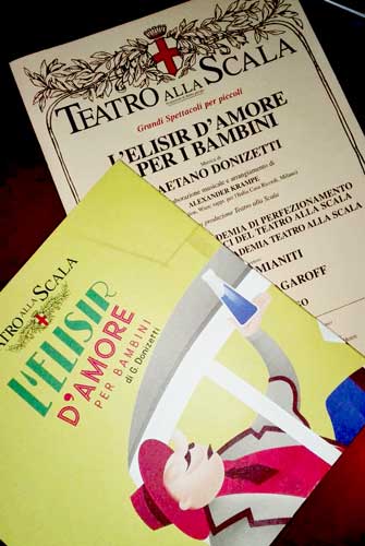 il libretto dello spettacolo L’elisir d’amore per bambini in scena al Teatro alla Scala di Milano fino al 9 marzo lo spettacolo L’elisir d’amore per bambini al Teatro alla Scala di Milano