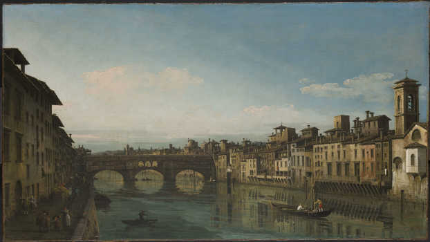Bernardo Bellotto, L'Arno verso il Ponte Vecchio, Firenze, 1743-1744, Cambridge, Fitzwilliam Museum