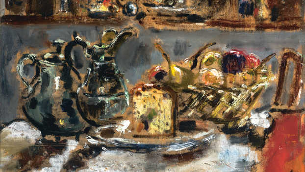 Filippo de Pisis, Natura morta con panettone, 1941. Olio su tavola, 44,5 × 48,5 cm. Udine, Casa Cavazzini Museo d’Arte Moderna e Contemporanea. © Filippo de Pisis by SIAE 2019