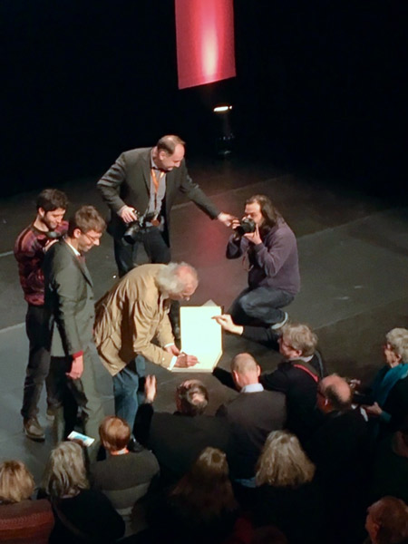 Christo alla Berlinale incontra il pubblico. Photo: MaSeDomani Christo alla Berlinale. Photo by MaSeDomani